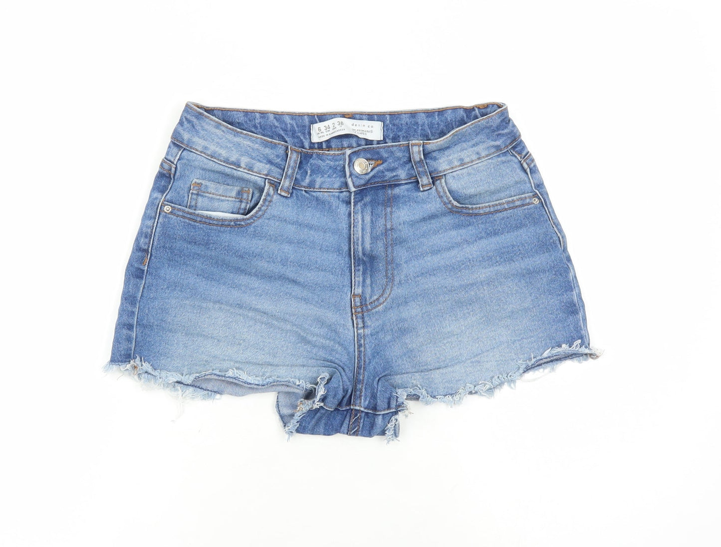 Denim & Co. Womens Blue Cotton Cut-Off Shorts Size 6 Regular Zip - Pockets Inside Leg 2 Inches