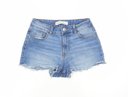 Denim & Co. Womens Blue Cotton Cut-Off Shorts Size 6 Regular Zip - Pockets Inside Leg 2 Inches