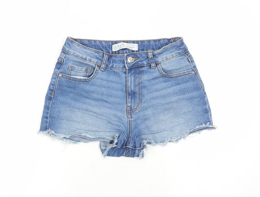 Denim & Co. Womens Blue Cotton Cut-Off Shorts Size 6 Regular Zip - Pockets Inside Leg 2 Inches