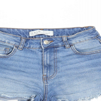 Denim & Co. Womens Blue Cotton Cut-Off Shorts Size 6 Regular Zip - Pockets Inside Leg 2 Inches