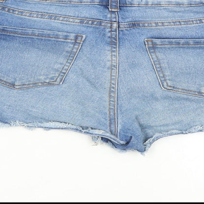 Denim & Co. Womens Blue Cotton Cut-Off Shorts Size 6 Regular Zip - Pockets Inside Leg 2 Inches