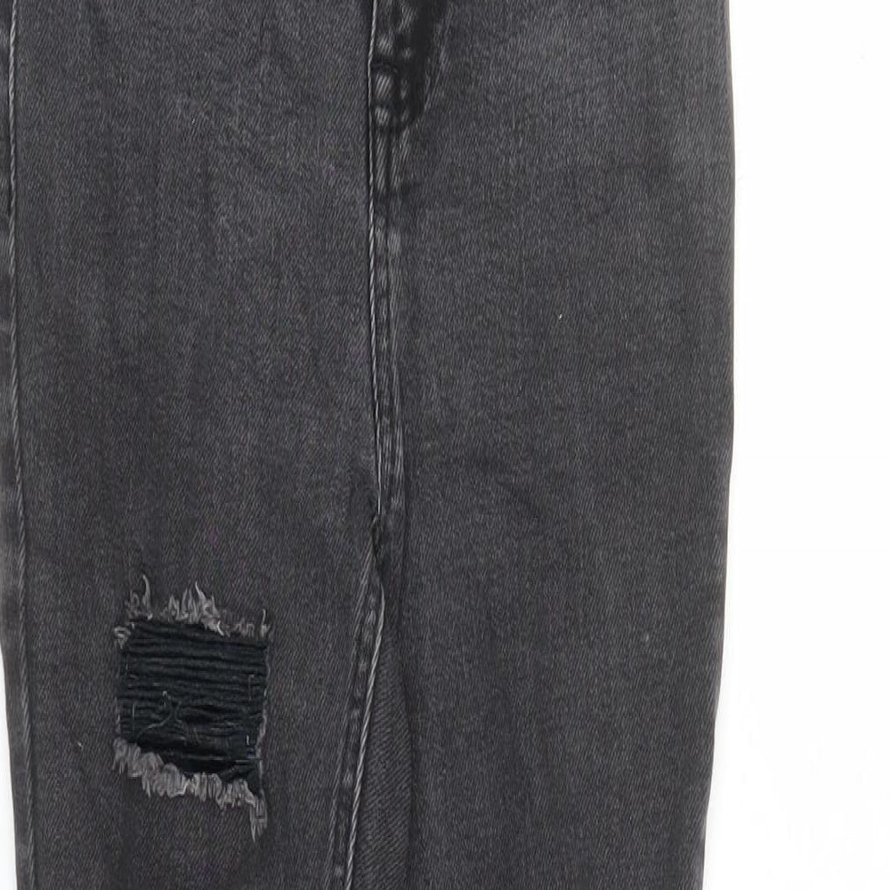 New Look Girls Black Cotton Skinny Jeans Size 14 Years L28 in Regular Zip - Distressed Look Pockets