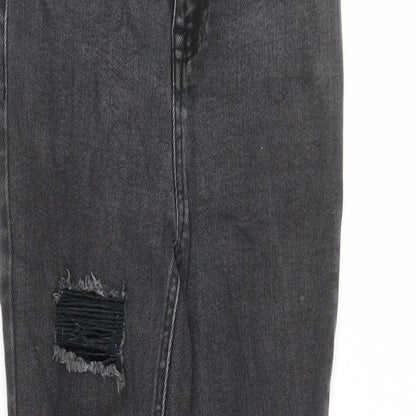 New Look Girls Black Cotton Skinny Jeans Size 14 Years L28 in Regular Zip - Distressed Look Pockets
