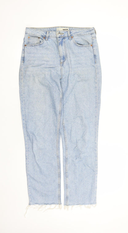 Topshop Womens Blue Cotton Straight Jeans Size 30 in L27 in Regular Zip - Pockets Raw Hems