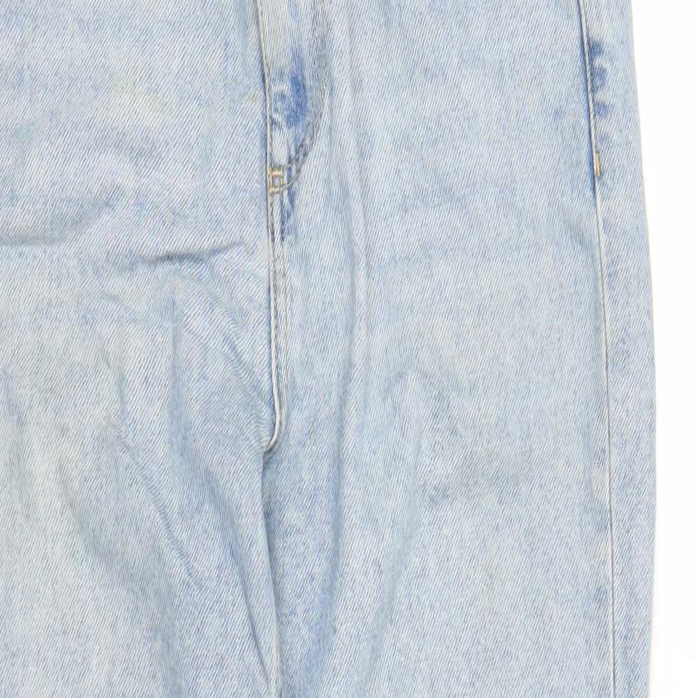Topshop Womens Blue Cotton Straight Jeans Size 30 in L27 in Regular Zip - Pockets Raw Hems