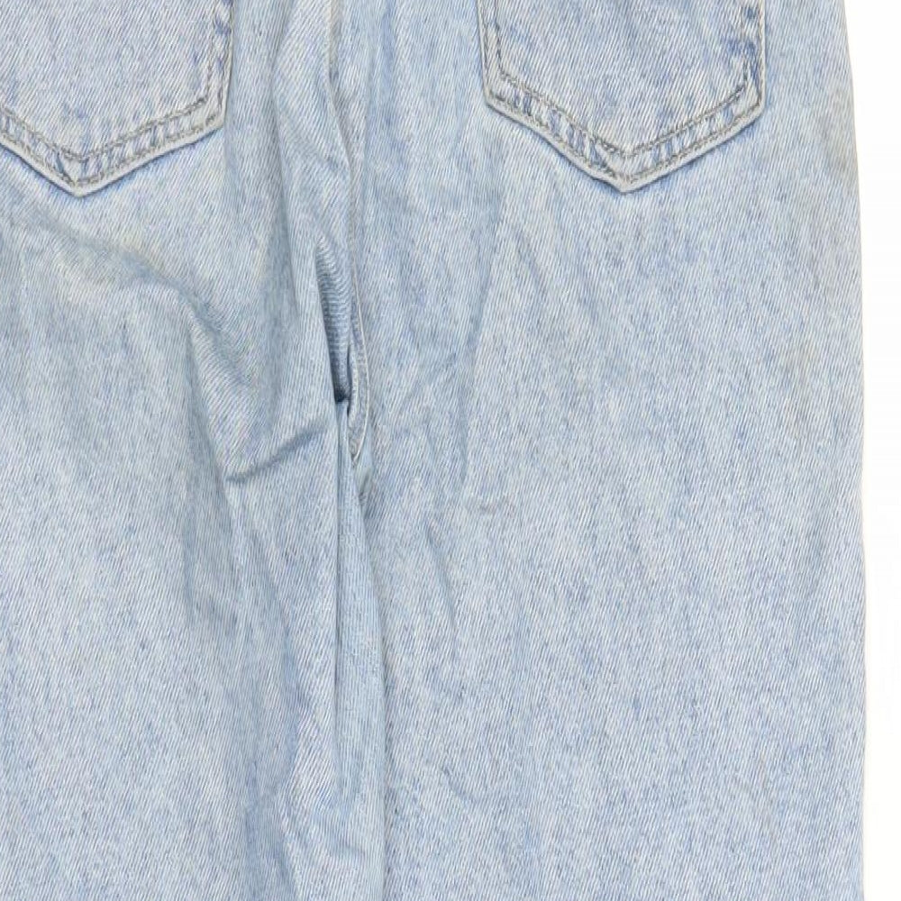 Topshop Womens Blue Cotton Straight Jeans Size 30 in L27 in Regular Zip - Pockets Raw Hems