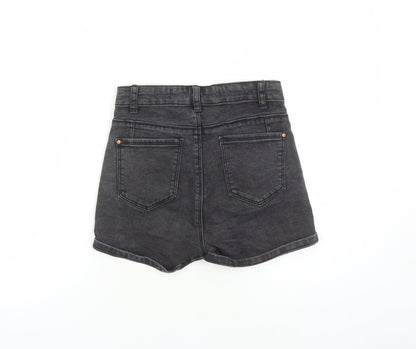 Denim & Co. Womens Black Cotton Boyfriend Shorts Size 8 Regular Button - High Waisted Inside Leg 2 Inches