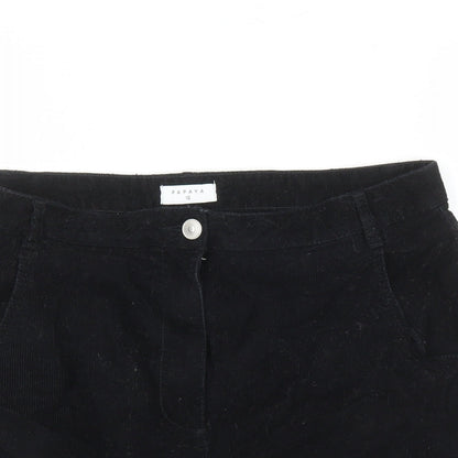 Papaya Womens Black Cotton A-Line Skirt Size 12 Zip - Pockets