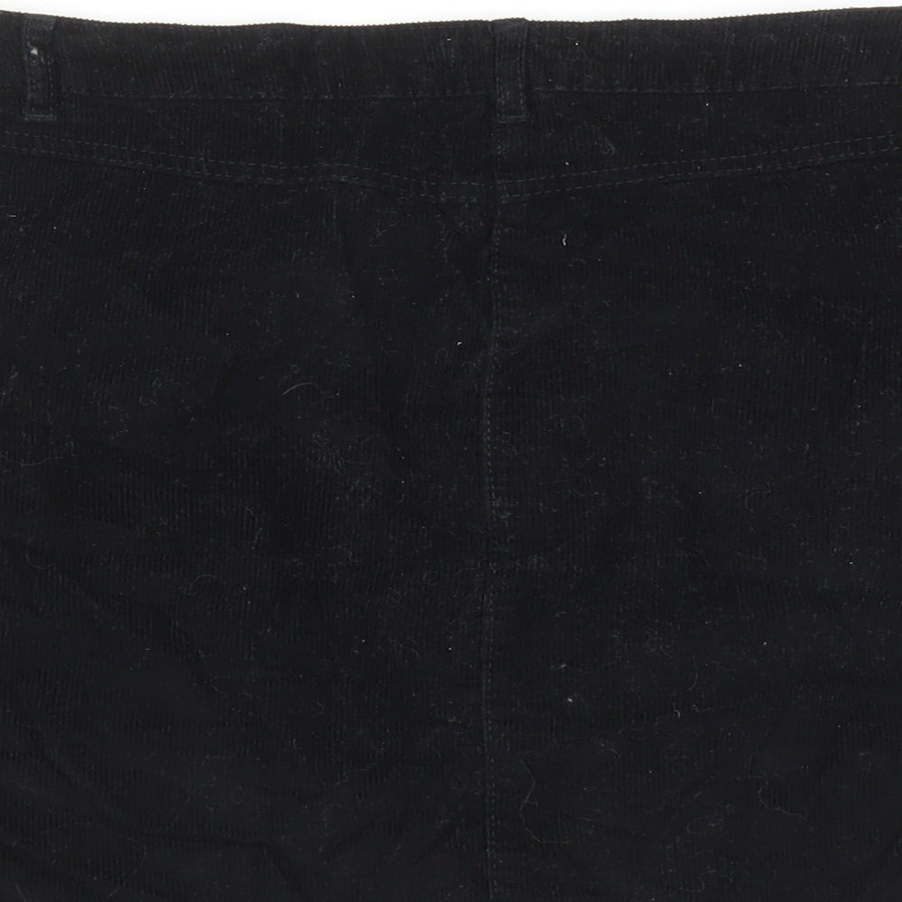 Papaya Womens Black Cotton A-Line Skirt Size 12 Zip - Pockets