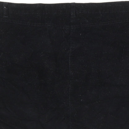 Papaya Womens Black Cotton A-Line Skirt Size 12 Zip - Pockets