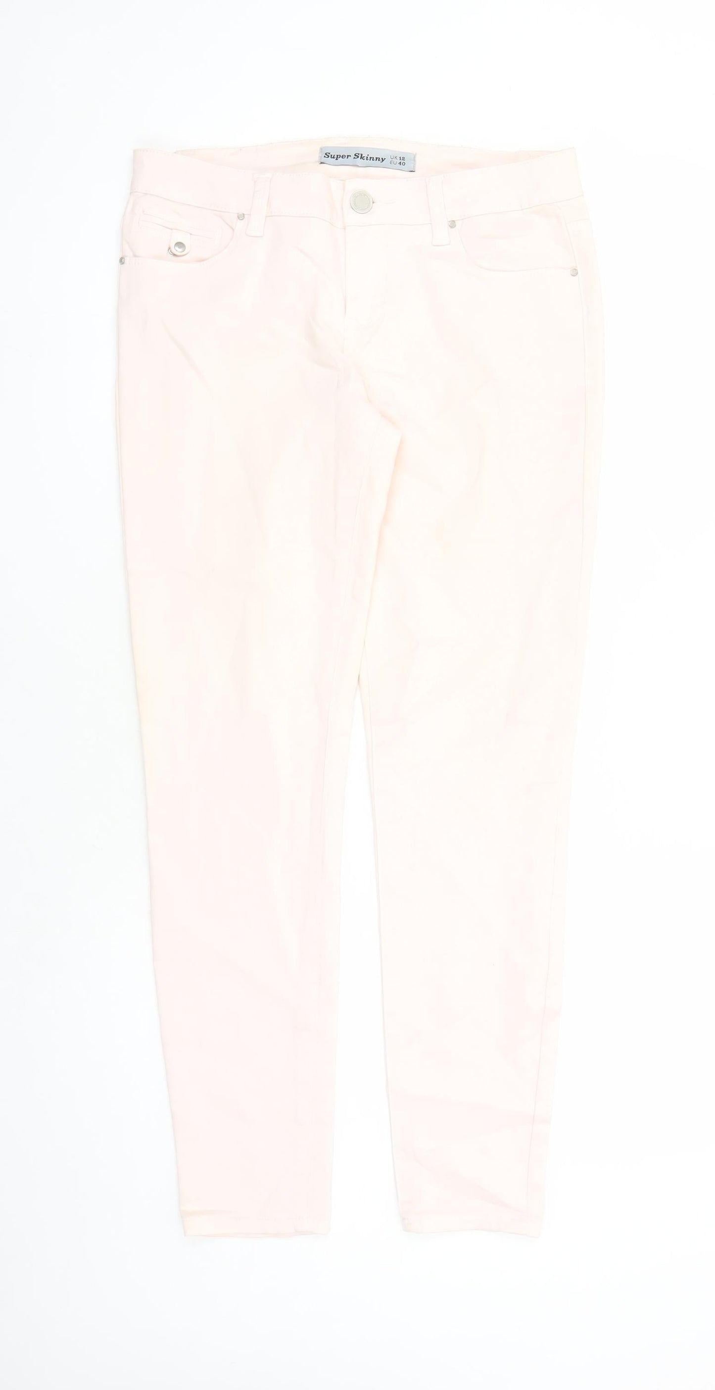 New Look Womens Pink Cotton Skinny Jeans Size 12 L28 in Regular Zip - Pockets