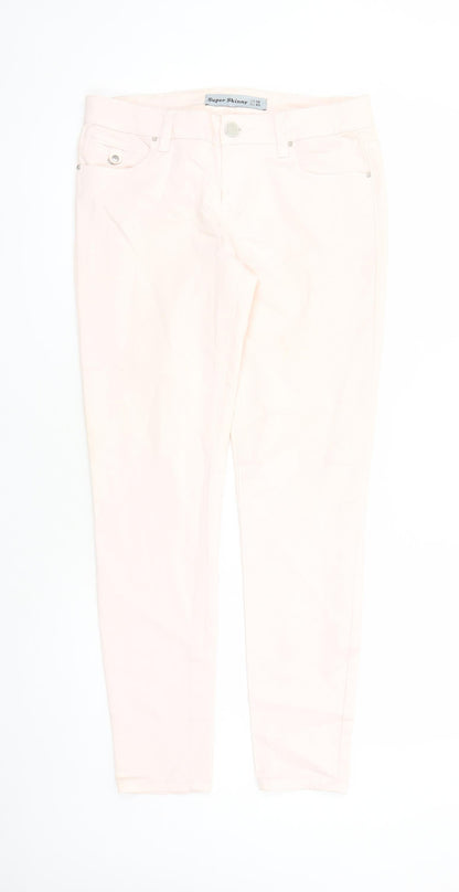 New Look Womens Pink Cotton Skinny Jeans Size 12 L28 in Regular Zip - Pockets