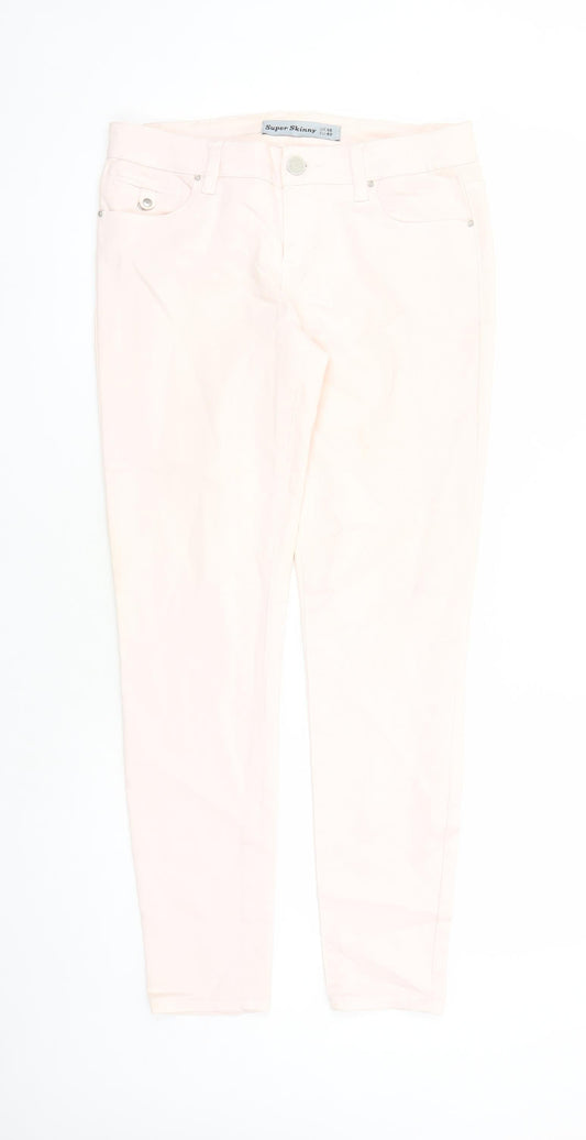 New Look Womens Pink Cotton Skinny Jeans Size 12 L28 in Regular Zip - Pockets