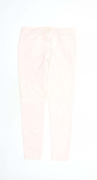 New Look Womens Pink Cotton Skinny Jeans Size 12 L28 in Regular Zip - Pockets