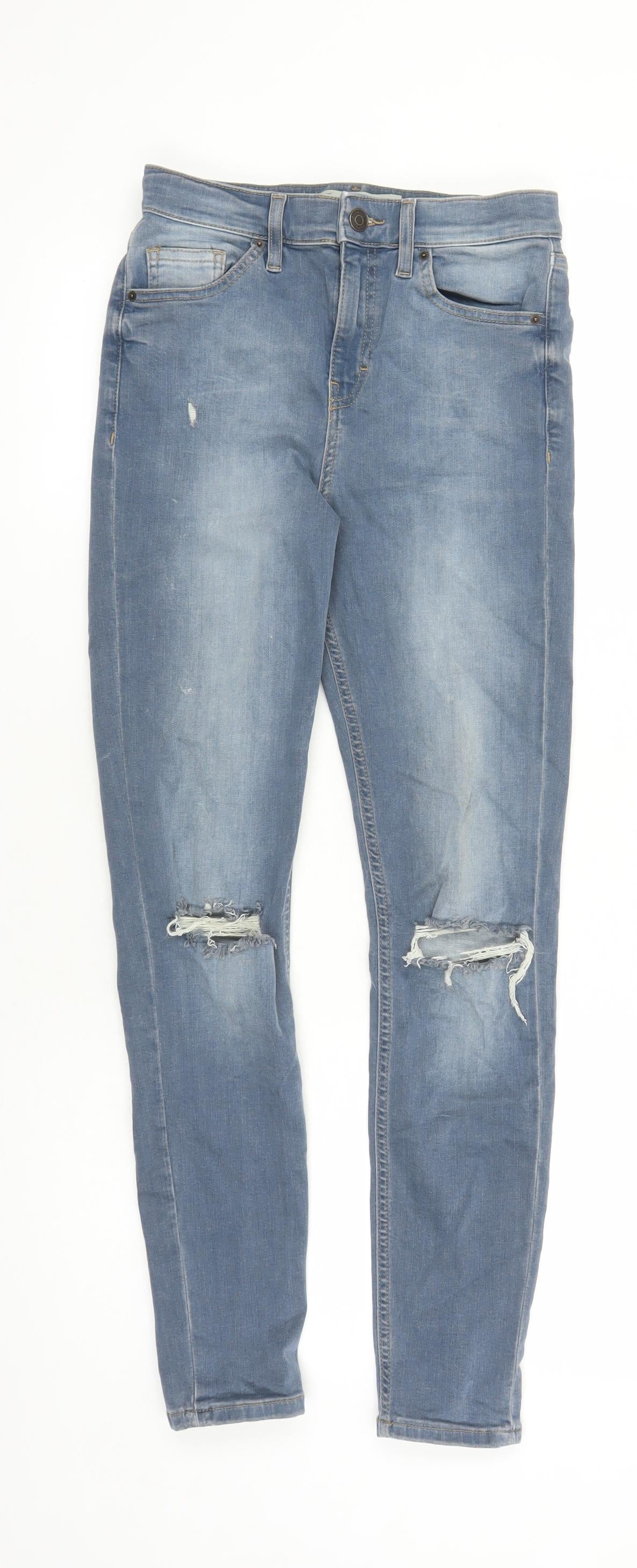 Topshop Womens Blue Cotton Skinny Jeans Size 26 in L27 in Regular Zip - Pockets