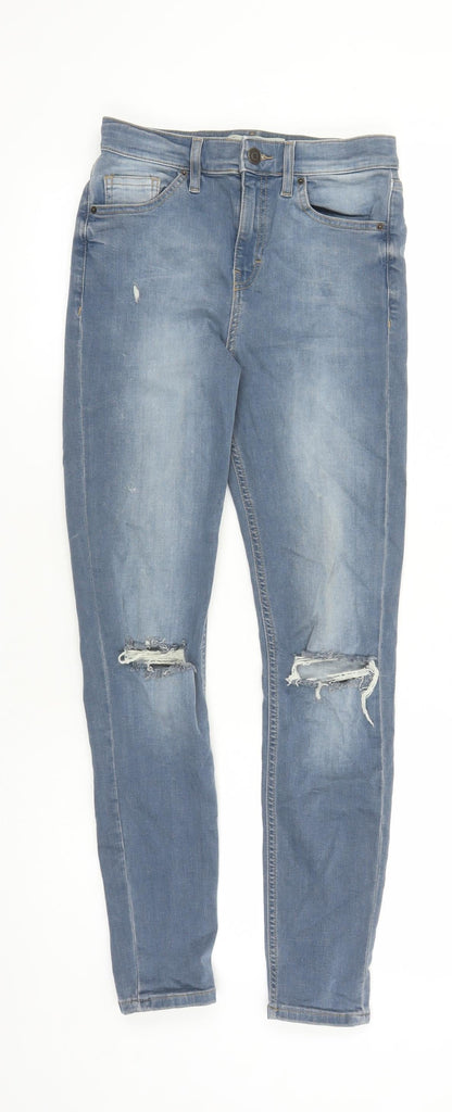 Topshop Womens Blue Cotton Skinny Jeans Size 26 in L27 in Regular Zip - Pockets