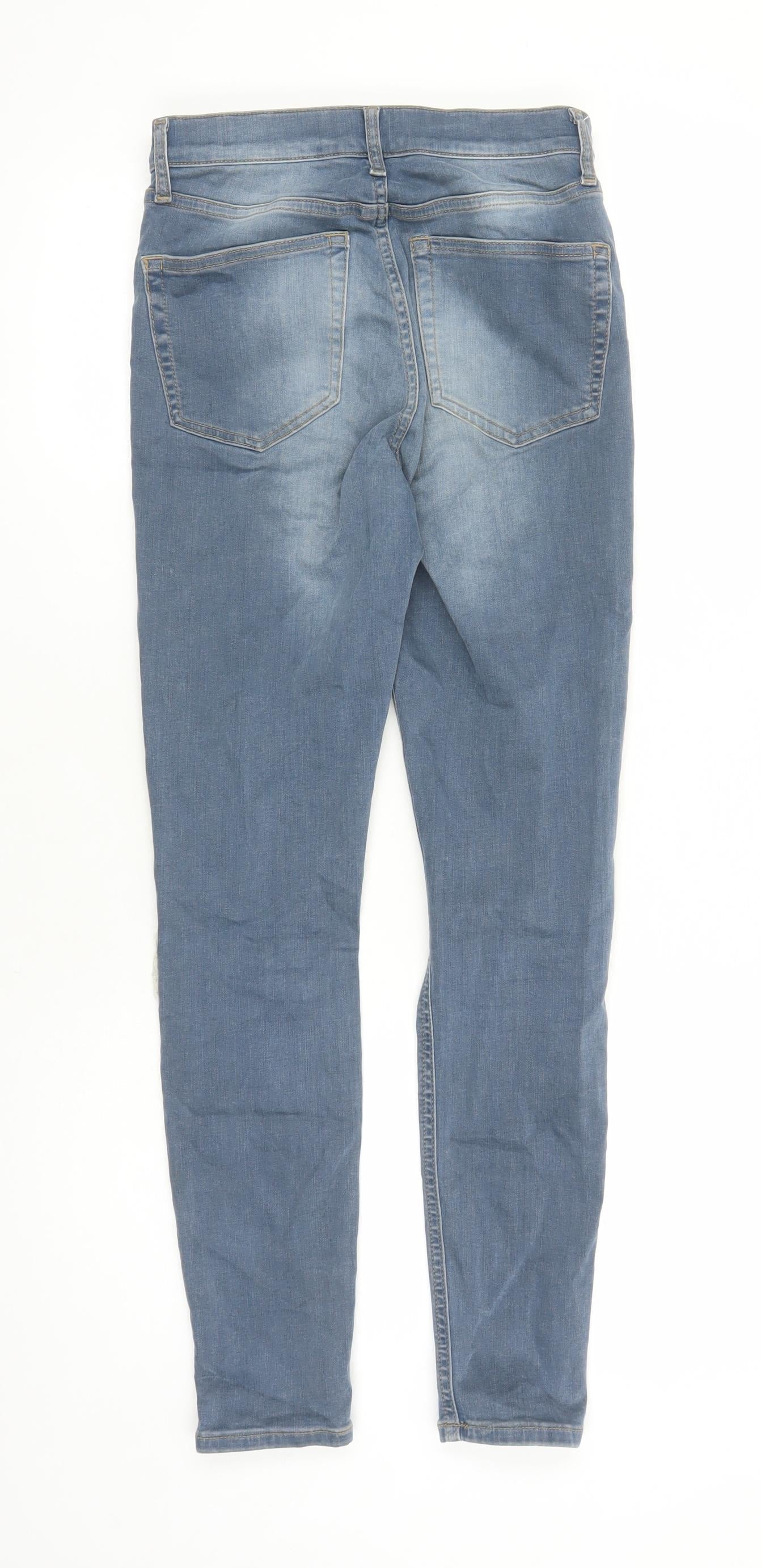 Topshop Womens Blue Cotton Skinny Jeans Size 26 in L27 in Regular Zip - Pockets