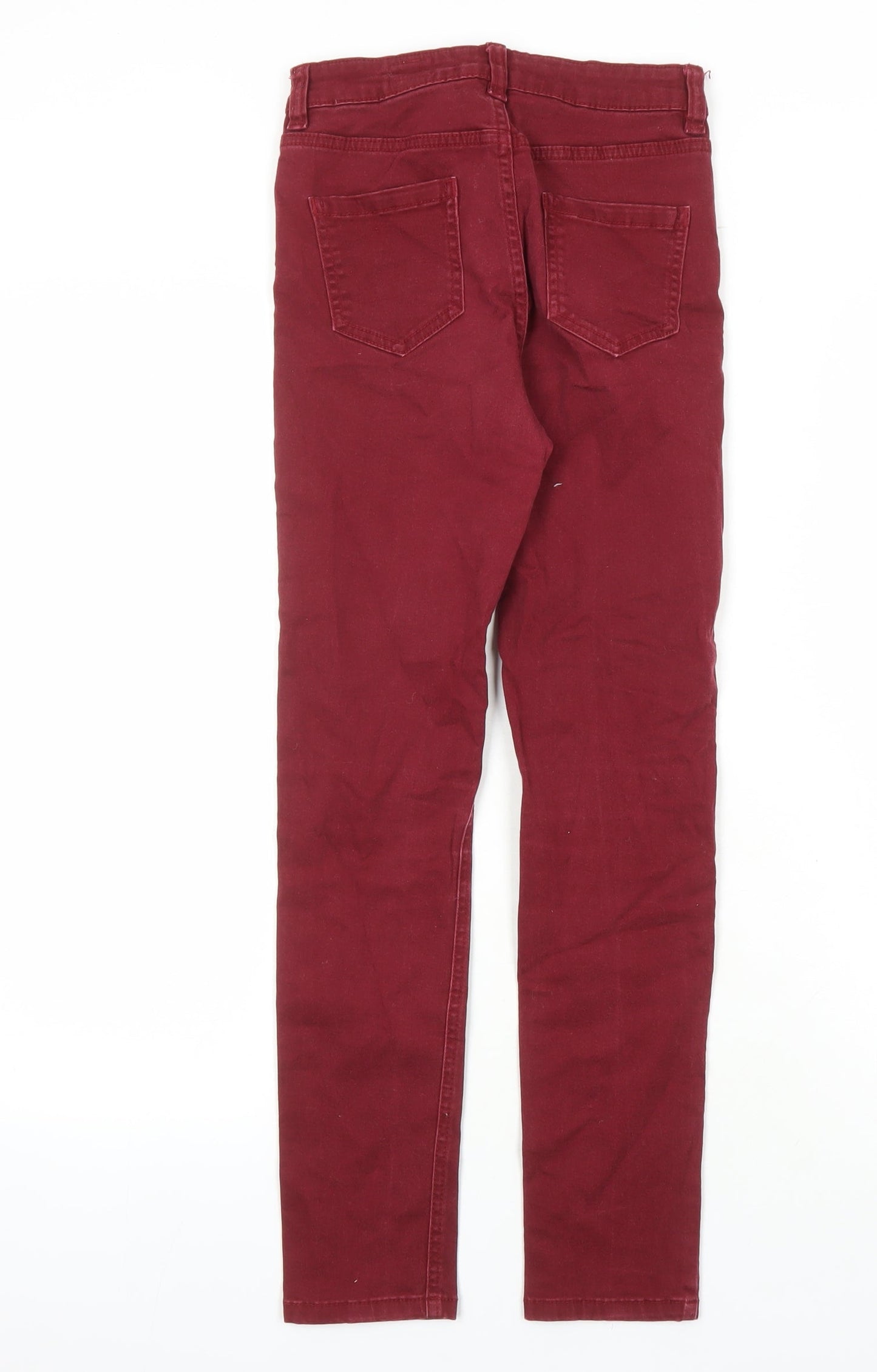 Johnnie B Girls Red Cotton Straight Jeans Size 12 Years L25 in Regular Zip - Pockets