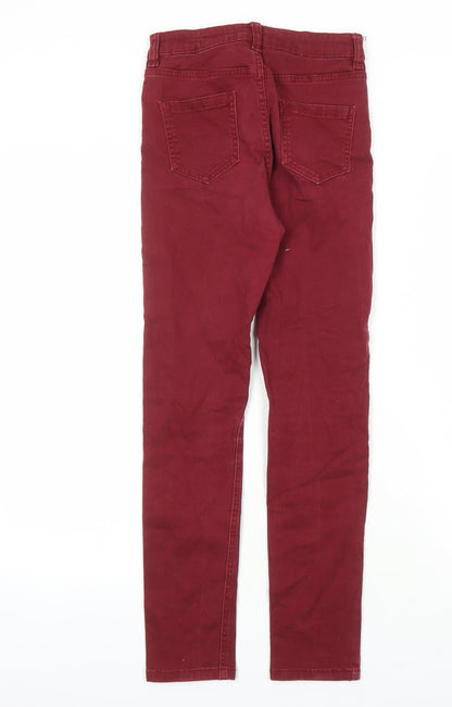 Johnnie B Girls Red Cotton Straight Jeans Size 12 Years L25 in Regular Zip - Pockets