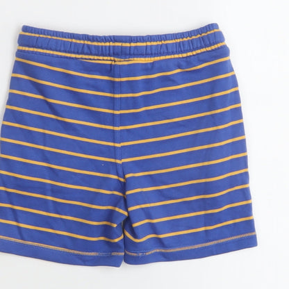 Marks and Spencer Boys Black Striped Cotton Sweat Shorts Size 5-6 Years Regular Drawstring