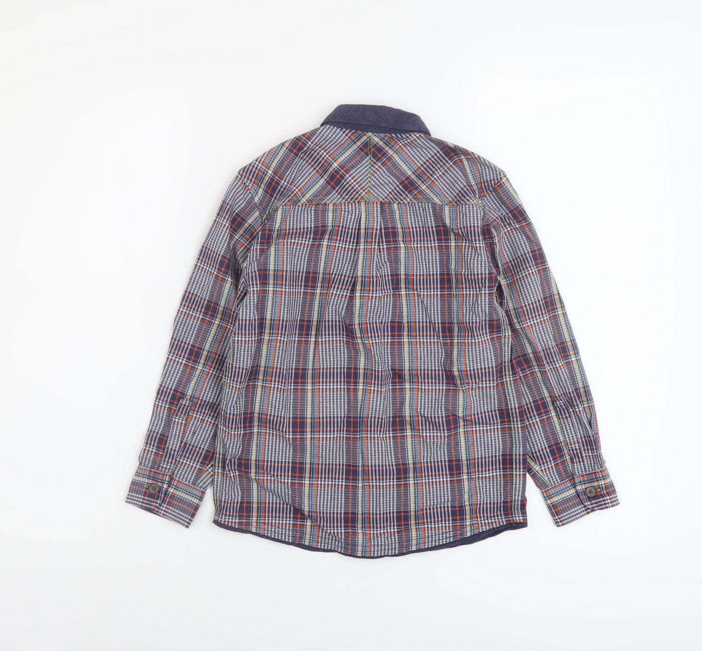 Debenhams Boys Multicoloured Plaid Cotton Basic Button-Up Size 7 Years Collared Drawstring