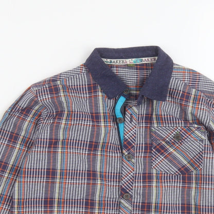 Debenhams Boys Multicoloured Plaid Cotton Basic Button-Up Size 7 Years Collared Drawstring