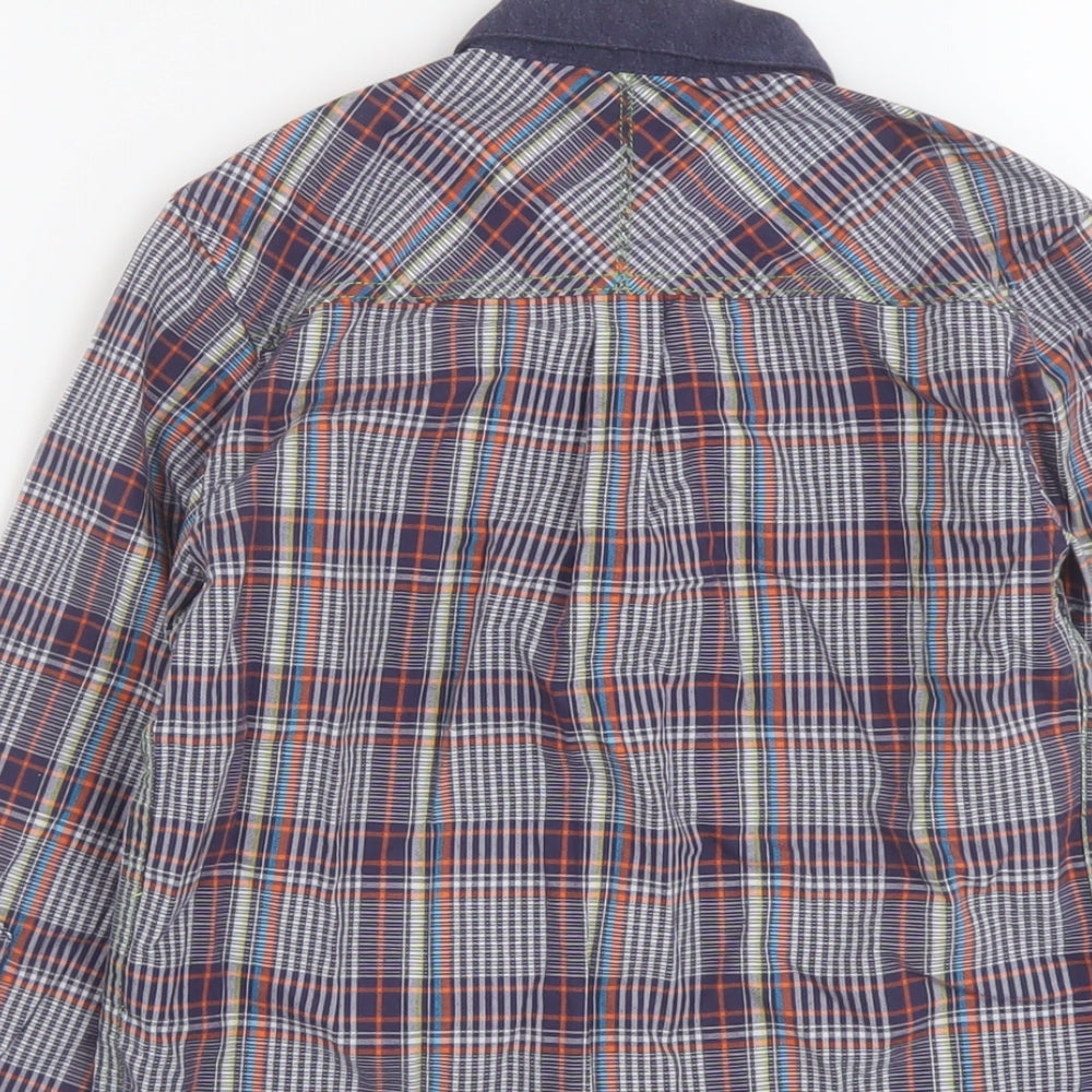 Debenhams Boys Multicoloured Plaid Cotton Basic Button-Up Size 7 Years Collared Drawstring