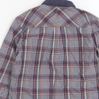 Debenhams Boys Multicoloured Plaid Cotton Basic Button-Up Size 7 Years Collared Drawstring