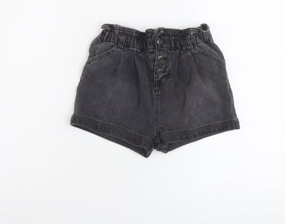 TU Girls Grey Cotton Paperbag Shorts Size 9 Years Regular Zip