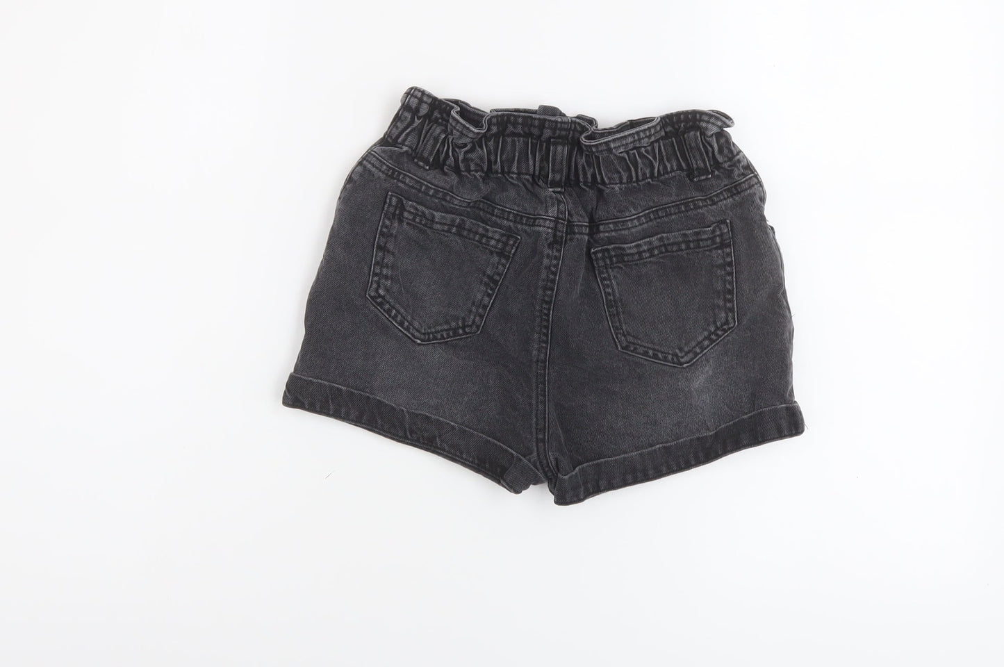 TU Girls Grey Cotton Paperbag Shorts Size 9 Years Regular Zip