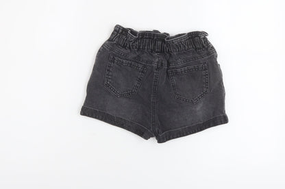 TU Girls Grey Cotton Paperbag Shorts Size 9 Years Regular Zip