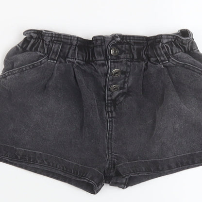 TU Girls Grey Cotton Paperbag Shorts Size 9 Years Regular Zip