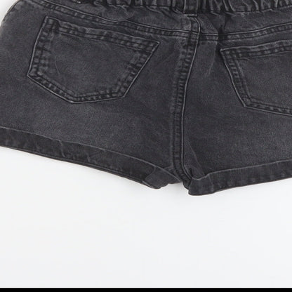 TU Girls Grey Cotton Paperbag Shorts Size 9 Years Regular Zip