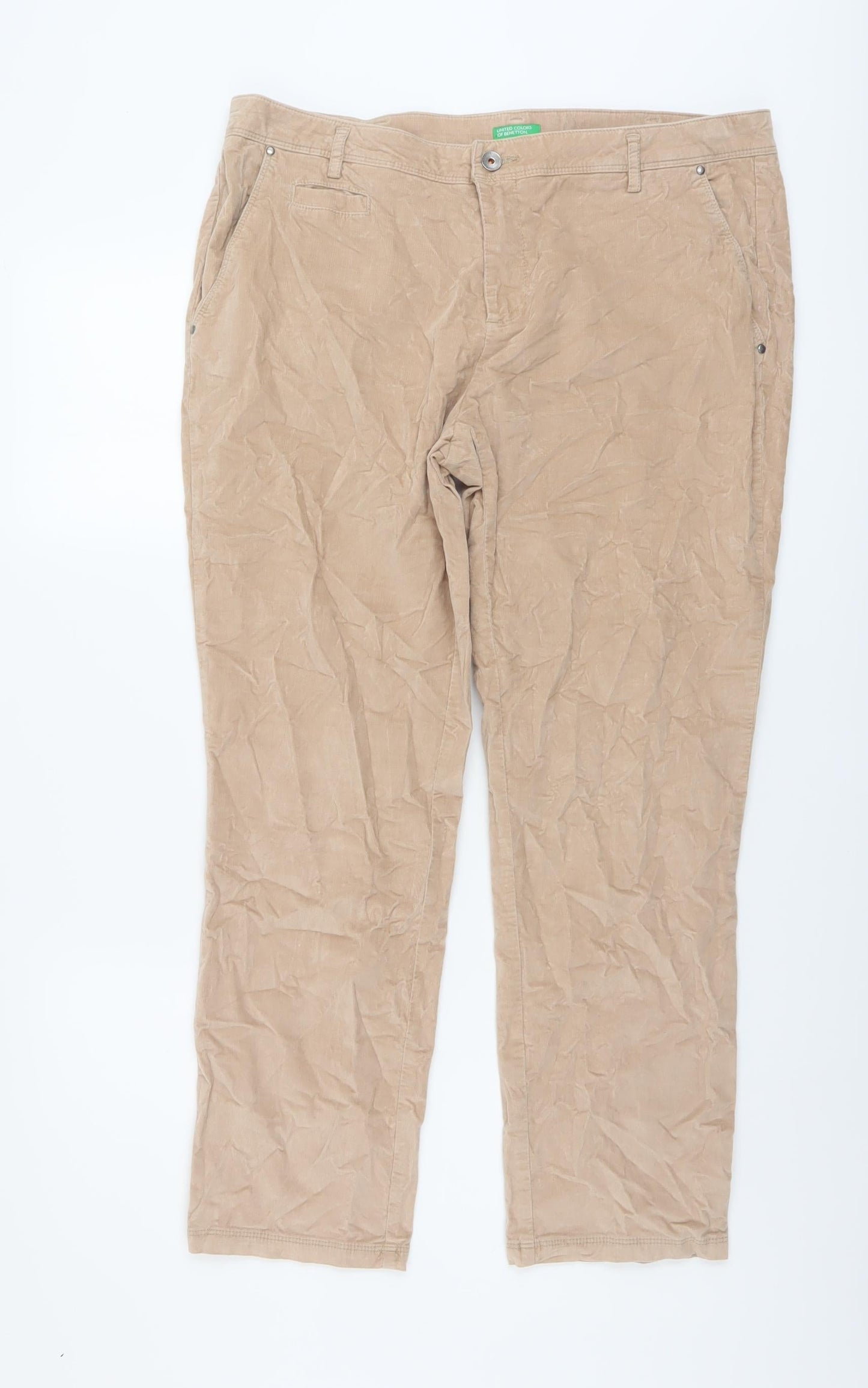 Womens UK Size 16 United Colors of Benetton Regular Fit  Beige Trousers