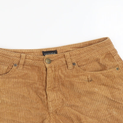 Ghanda Womens Brown Cotton Hot Pants Shorts Size 8 L3 in Regular Button