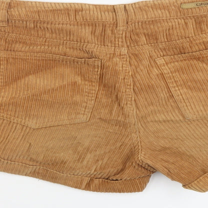 Ghanda Womens Brown Cotton Hot Pants Shorts Size 8 L3 in Regular Button