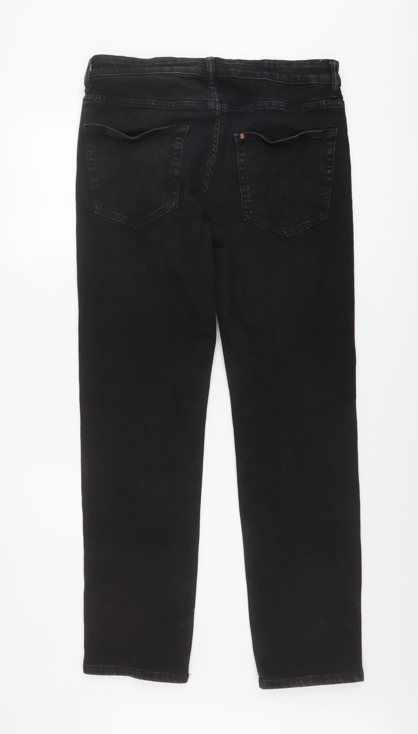 H&M Mens Black Cotton Straight Jeans Size 31 in L32 in Regular Button