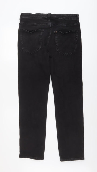 H&M Mens Black Cotton Straight Jeans Size 31 in L32 in Regular Button