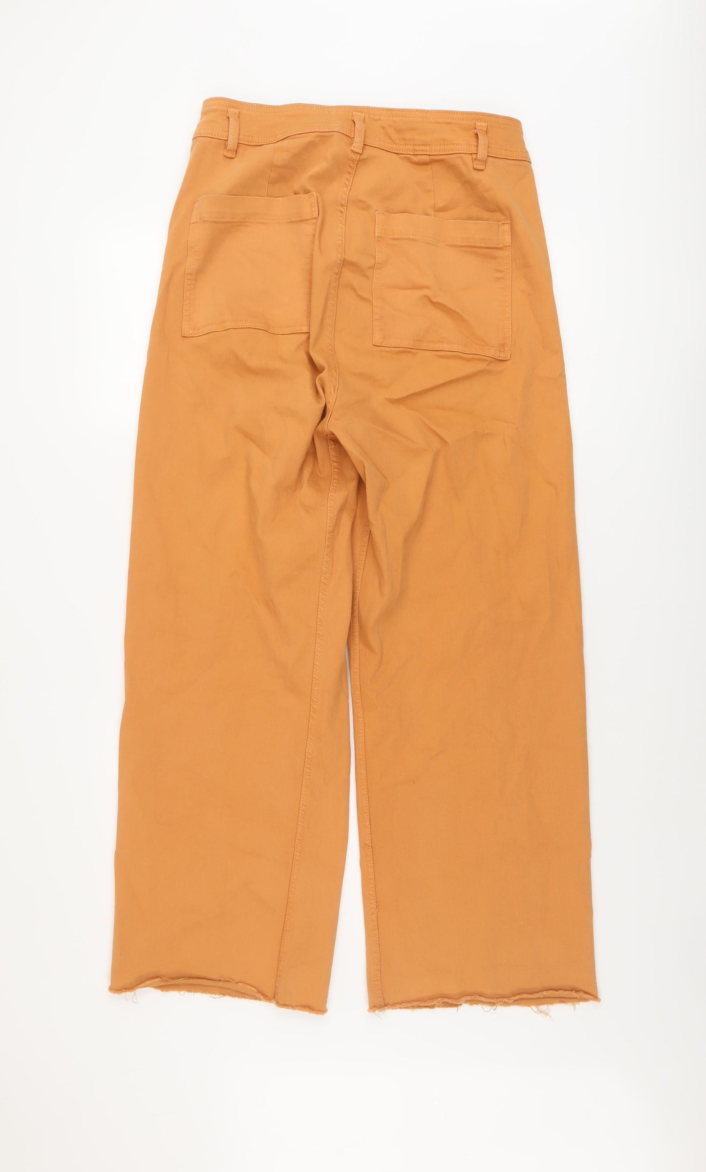 Denim & Co. Womens Brown Cotton Wide-Leg Jeans Size 14 L27 in Regular Button