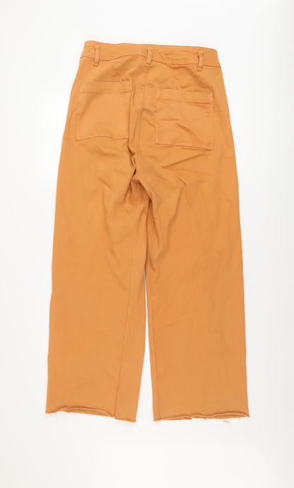 Denim & Co. Womens Brown Cotton Wide-Leg Jeans Size 14 L27 in Regular Button