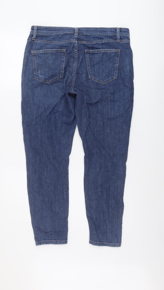 Topshop Womens Blue Cotton Skinny Jeans Size 30 in L30 in Regular Button