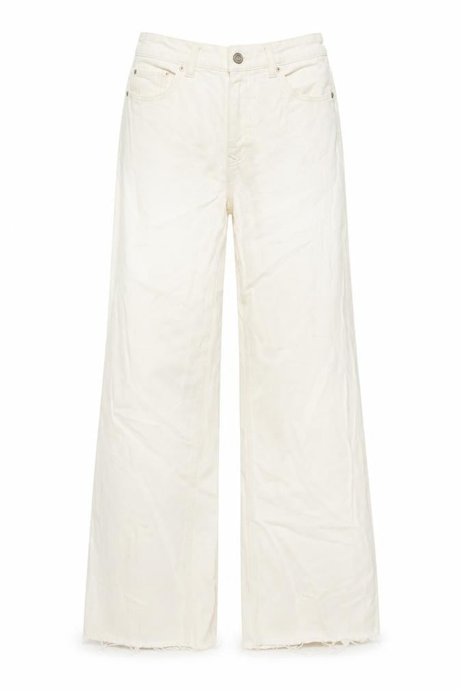 Womens UK Size 10 Denim & Co. Regular Fit Wide-Leg Ivory Jeans