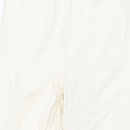 Denim & Co. Womens Ivory Cotton Wide-Leg Jeans Size 10 L32 in Regular Button