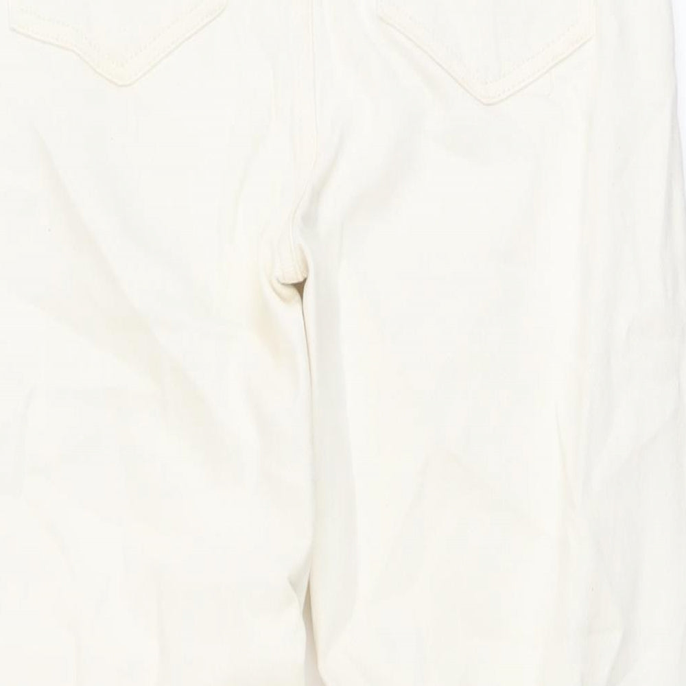 Denim & Co. Womens Ivory Cotton Wide-Leg Jeans Size 10 L32 in Regular Button