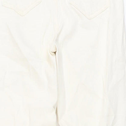 Denim & Co. Womens Ivory Cotton Wide-Leg Jeans Size 10 L32 in Regular Button