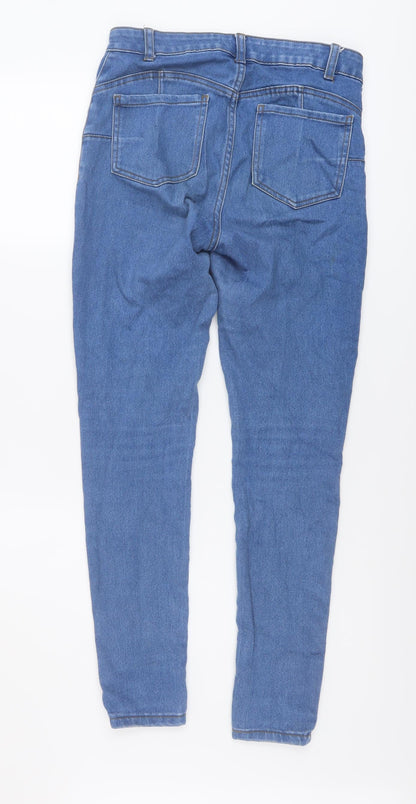 Denim & Co. Womens Blue Cotton Skinny Jeans Size 12 L28 in Regular Button