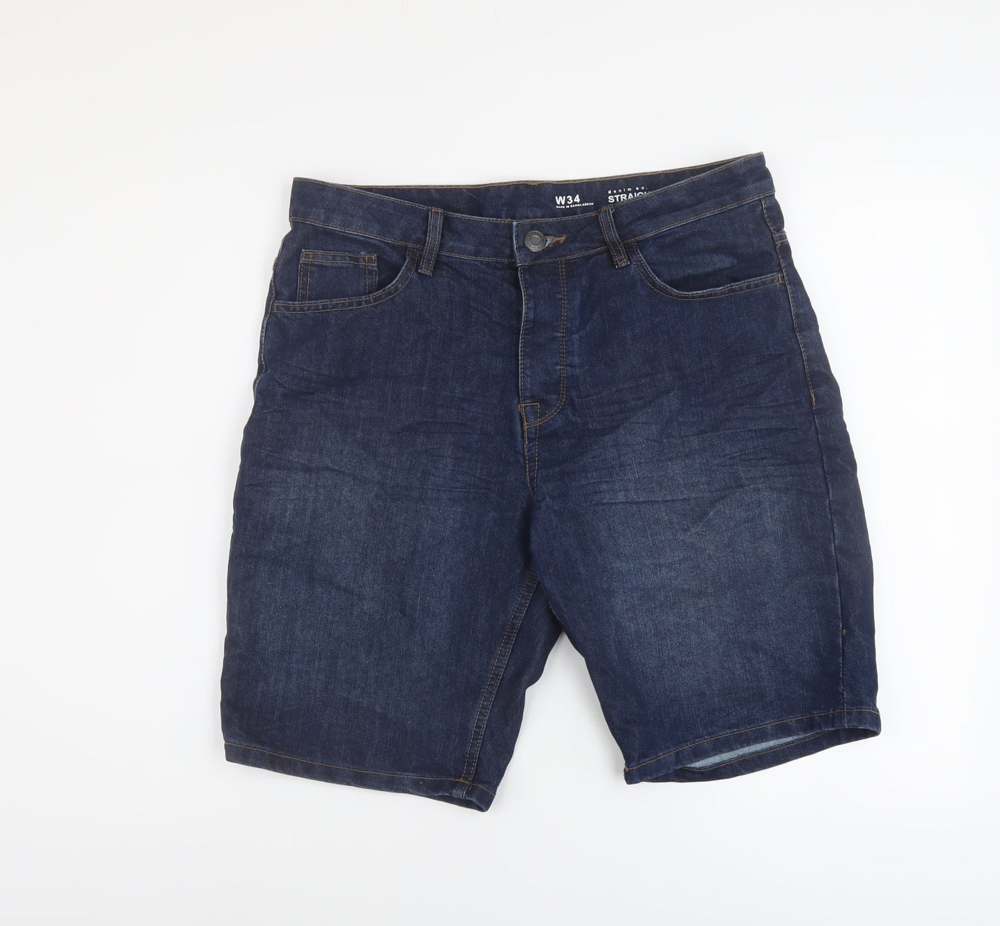 Denim & Co. Mens Blue Cotton Bermuda Shorts Size 34 in L10 in Regular Button