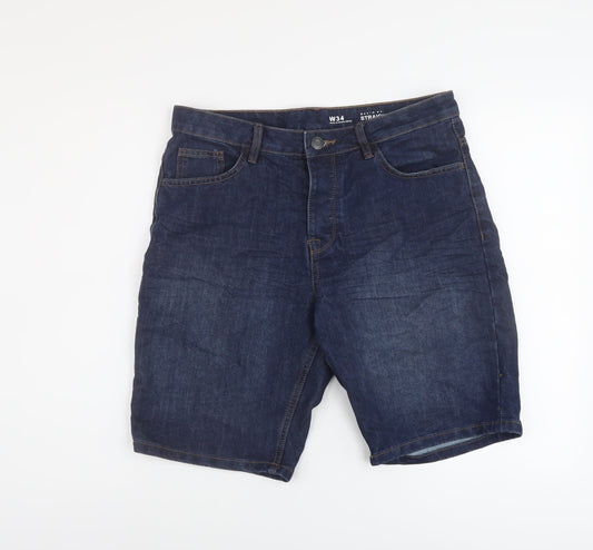 Denim & Co. Mens Blue Cotton Bermuda Shorts Size 34 in L10 in Regular Button