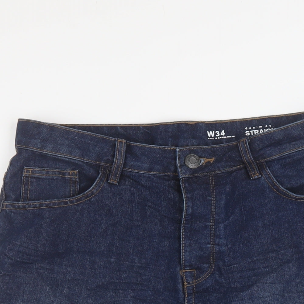 Denim & Co. Mens Blue Cotton Bermuda Shorts Size 34 in L10 in Regular Button