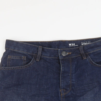 Denim & Co. Mens Blue Cotton Bermuda Shorts Size 34 in L10 in Regular Button